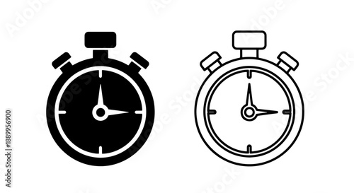 Stopwatch icons showing time passing, in solid and outline styles, for measuring duration and speed.