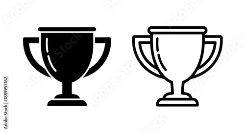 Champion trophy icon, black and white, for celebrating wins and top performance