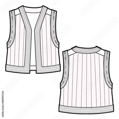 Kids sleeveless jacket mockup template vector illustration.