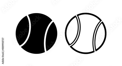 Tennis Ball Icon - Black and White Vector Graphics