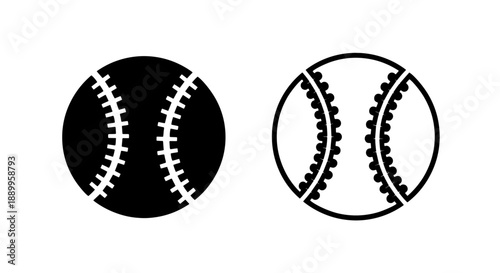 Baseball Icon - Black and White Vector Graphics