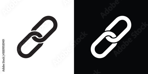 Minimalist chain link icon set in black and white. Symbolizes connectivity, hyperlinks, and digital integration. Vector illustration for web interface, UI design, and networking concepts.