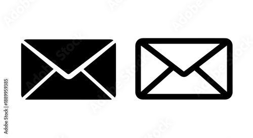 Black and white vector icons representing an open envelope, ideal for mail, email, and notification themes.