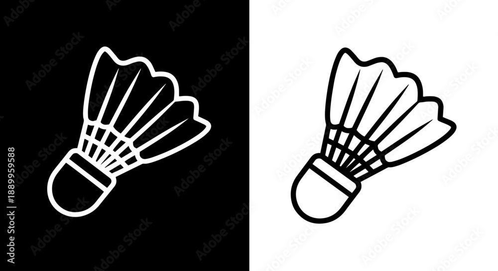 Εκτύπωση καμβά Badminton shuttlecock icons, one outlined on white and one solid white on black