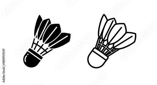 Two badminton shuttlecock icons, one solid and one outlined, in motion.