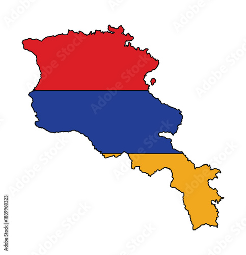 Map of Armenia with flag colors vector illustration 