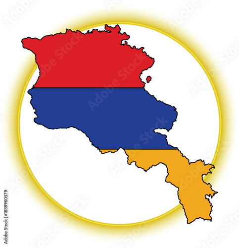 Armenia map outline with flag colors national symbol 
