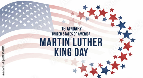Martin Luther King Day Celebration with American Flag and Stars - January 16