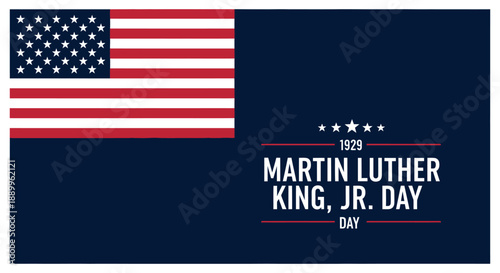 US Flag and Martin Luther King Jr. Day Celebration Graphic with Stars and Date
