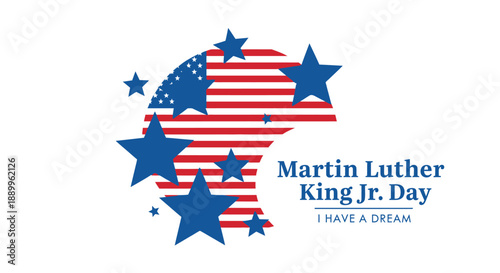 Martin Luther King Jr. Day Stars and Stripes Design with "I Have a Dream" Text