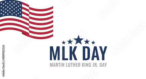 MLK Day Celebration with American Flag and Stars Graphic