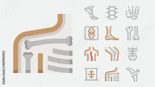Orthopedic surgery and bone treatment icons set