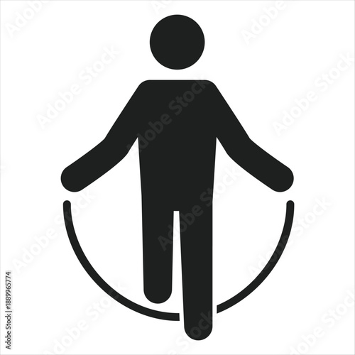 Man Jumping Rope Cardio Workout Silhouette Vector Icon