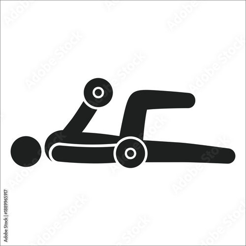 Man Performing Floor Dumbbell Chest Fly Workout Silhouette Vector Icon
