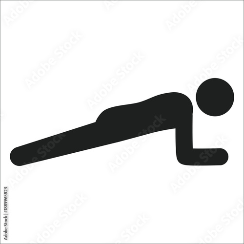 Man Performing Plank Core Workout Exercise Silhouette Vector Icon