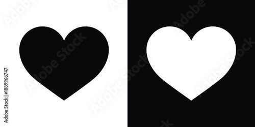 Classic heart shape icon in solid black and white. Universal symbol of love, health, and romance. Minimalist flat vector illustration for wedding, Valentine’s Day, or medical branding.