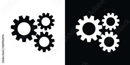 Mechanical gear with a wrench tool symbol. Professional icon for settings, maintenance, repair services, technical support, and industrial configuration. Clean, flat vector design.