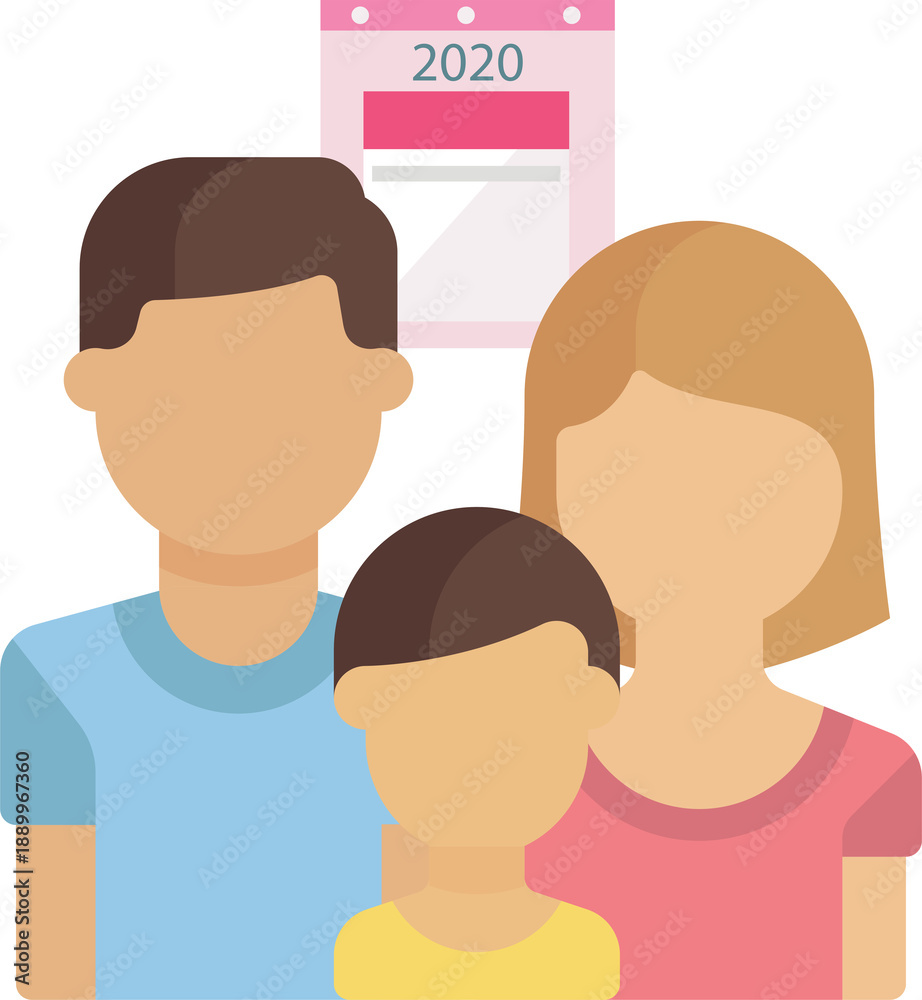 Fototapeta premium Family portrait displayed alongside calendar representing yearly events, schedules, important dates, togetherness.