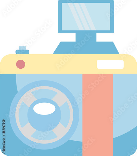 Vintage camera illustration showcases classic design, offering nostalgic feel for creative projects, digital media.