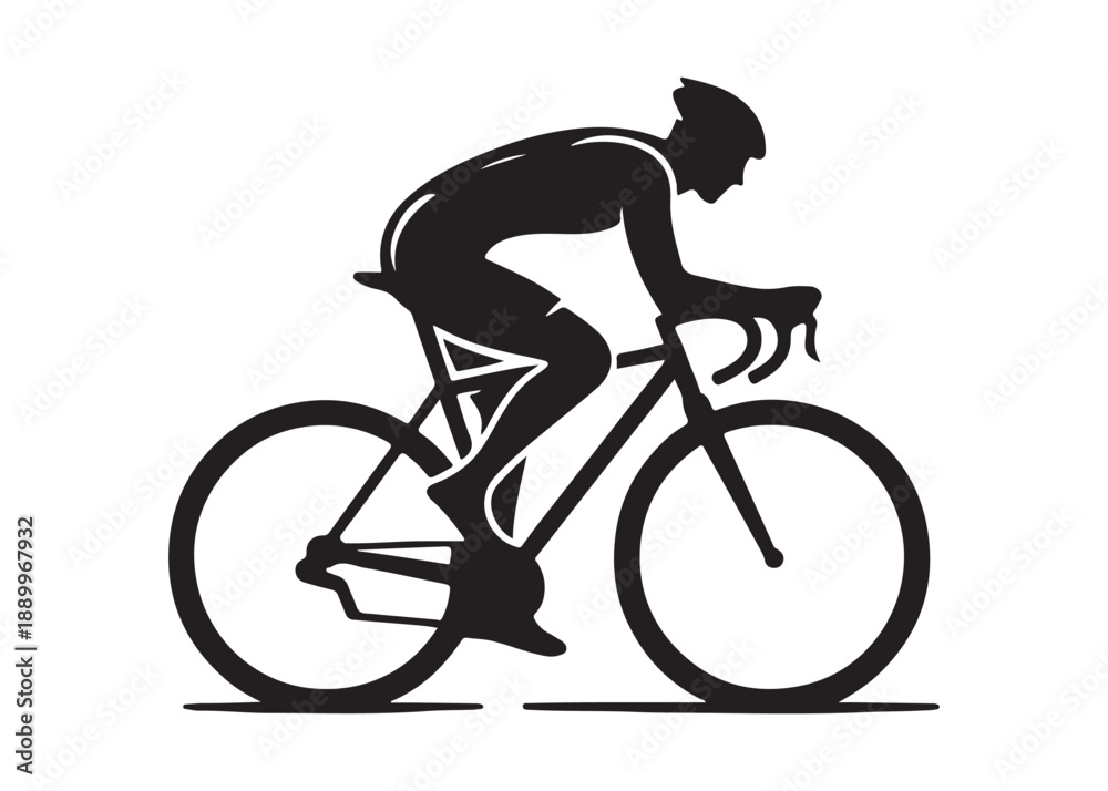Fototapeta premium cycling logo silhouette vector, road bicycle race logo silhouette vector illustration, fast cycling transparent silhouette logo, cyclist riding a road bike logo vector silhouette on white background
