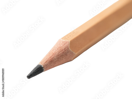 A detailed shot of a pencil on a white background, ideal for illustrating writing or creativity concepts