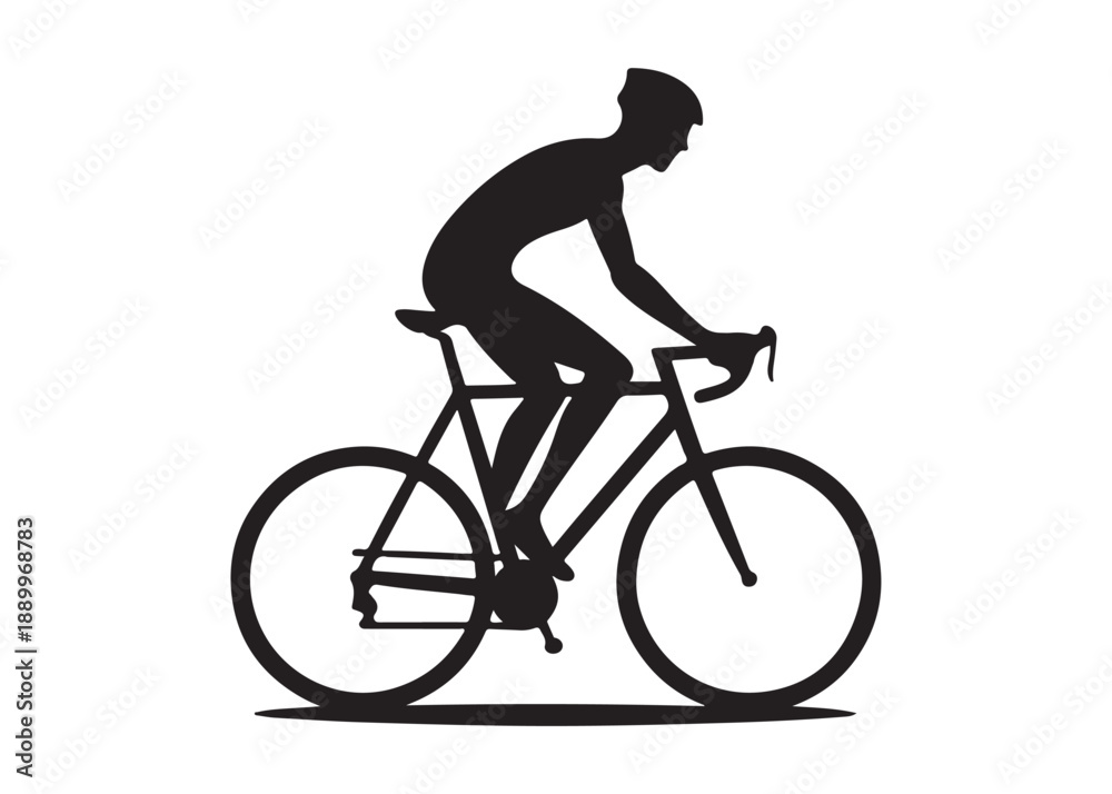 Fototapeta premium cycling logo silhouette vector, road bicycle race logo silhouette vector illustration, fast cycling transparent silhouette logo, cyclist riding a road bike logo vector silhouette on white background