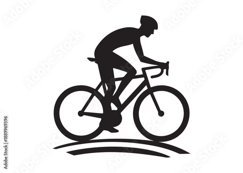cycling logo silhouette vector, road bicycle race logo silhouette vector illustration, fast cycling transparent silhouette logo, cyclist riding a road bike logo vector silhouette on white background