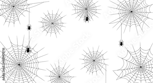 Spiders and Cobwebs: A Halloween or Spooky Themed Vector Illustration
