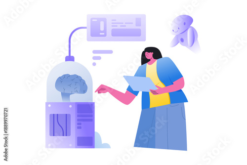 Human Using Artificial Intelligence Brain Tech