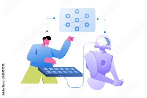 Human Using Artificial Intelligence Brain Tech