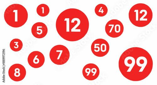 Red circles with white numbers on white background