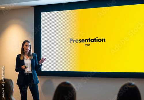 Conference presentation screen mockup