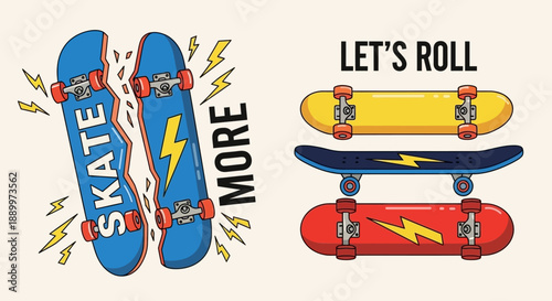 Dynamic Skateboards and Inspiring Text for Extreme Sports and Youth Lifestyle