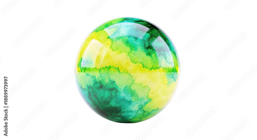 Fototapeta premium Glossy Sphere with Watercolor Splash Pattern