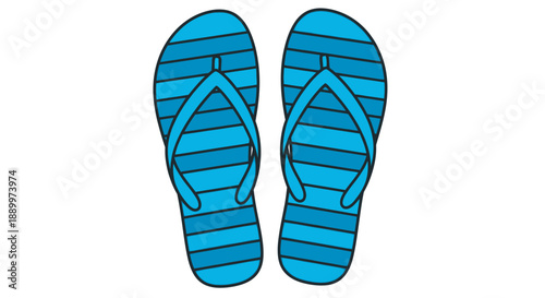 Blue Striped Flip Flop Sandals, Summer Beach Footwear, Casual Summer Style