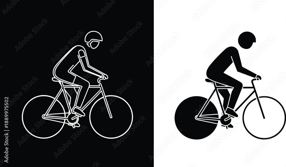 Obraz premium Bike rider silhouette set showing cycling sport activity transportation icon vector illustration