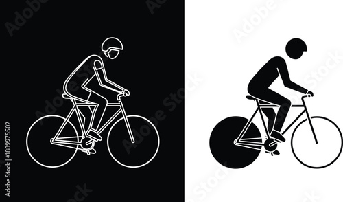 Bike rider silhouette set showing cycling sport activity transportation icon vector illustration