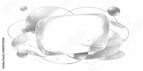 3d illustration of an abstract liquid splash of milk isolated on a transparent white background with blue glass water drops in a close-up drink object