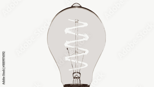 Close-up of a clear incandescent light bulb with a visible spiral filament.