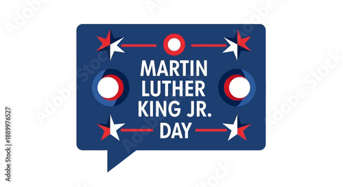 Martin Luther King Jr. Day Celebration Graphic with Stars and Circles