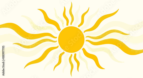 Stylized Sunburst with Wavy Rays and Textured Effect on a Light Background