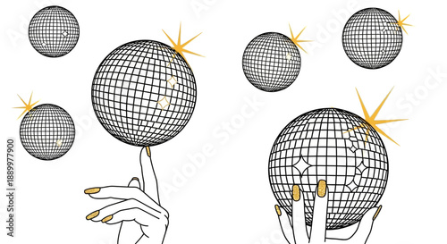 Festive Disco Balls Sparkling and Rotating in a Dynamic and Fun Celebration