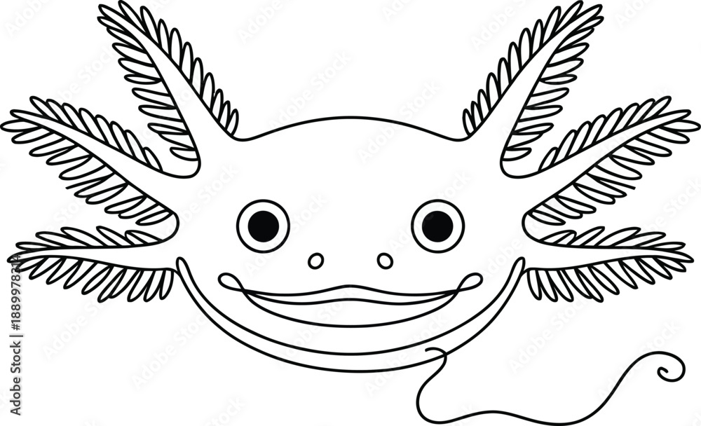 Obraz premium Black and white cartoon character with starfish-like appendages and a smiling face