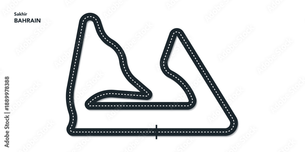 Fototapeta premium F1 bahrain Grand Prix, sakhir Circuit Vector for moto, autosport, Wavy road with curves and speed path. Top view of race track. vector illustration isolated transparent background. 