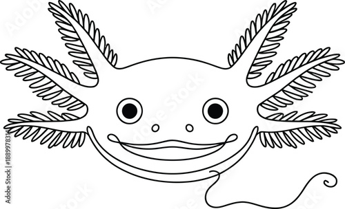 Black and white cartoon character with starfish-like appendages and a smiling face