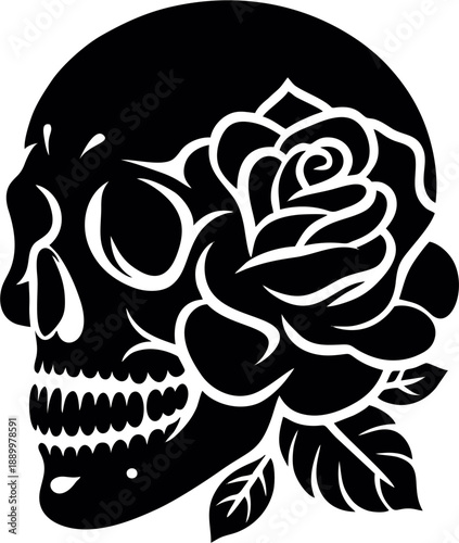 Skull with Flower Tattoo Desi...