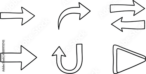 Modern arrows set with various directions