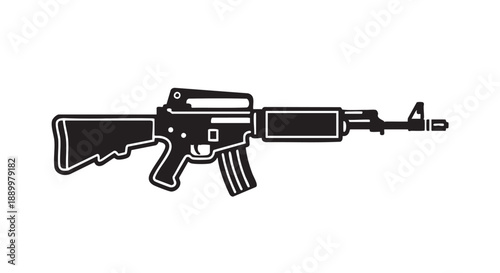 Detailed illustration of a modern assault rifle viewed from the side on a clean background