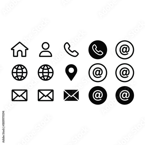 Collection of contact and communication icons vector