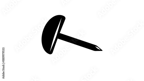 Upholstery fastening nail ,black isolated silhouette